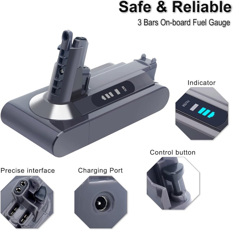 Biswaye Upgraded 25.2V 5.0Ah V10 Replacement Battery Compatible with Dyson Cyclone V10 SV12, V10 Animal, V10 Absolute, V10 Allergy Cordless Vacuum Batteries, Comes with 2 Filters - Image 3